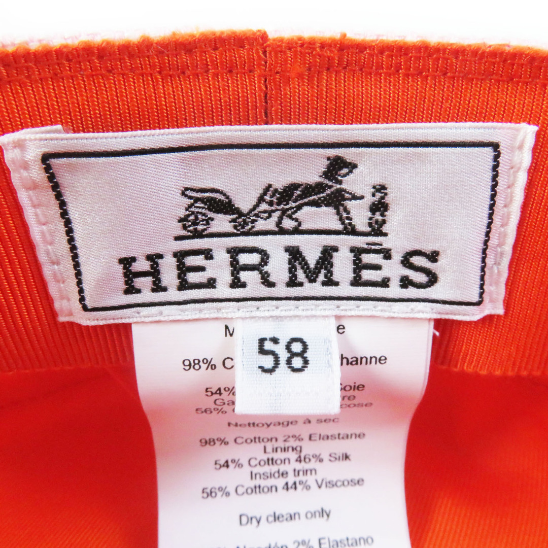 Hermes(エルメス)の未使用品 HERMES エルメス ヴォーバン トワルアッシュ セリエ金具 シェーヌダンクル キャスケット ベビーピンク×オレンジ 58 フランス製 正規品 レディース レディースの帽子(キャスケット)の商品写真