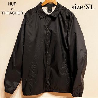 ハフ(HUF)の【冬物セット割】ハフ　HUF×THRASHER ナイロンコーチジャケット　黒XL(ナイロンジャケット)