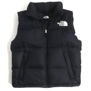 ザノースフェイス(THE NORTH FACE)の美品 THE NORTH FACE ザ・ノースフェイス ND92232 ヌプシ ナイロン ロゴ刺繍 フード入り ZIP ダウンベスト ブラック M 正規品 メンズ(ダウンベスト)