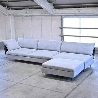 最高級 リッツウェル 175万「ライトフィールド モデュラーソファ」MODULAR SOFA 3人掛け 本革 セパレート ファブリック 布 モダン【中古家具/中古インテリア/USED家具ユーズド家具/リサイクル】(三人掛けソファ)