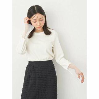 アースミュージックアンドエコロジー(earth music & ecology)の【アイボリー】袖シアープルオーバー カットソー/レディース/春/24SS(カットソー(長袖/七分))