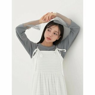 アースミュージックアンドエコロジー(earth music & ecology)の【サックスブルー】袖シアープルオーバー カットソー/レディース/春/24SS(カットソー(長袖/七分))