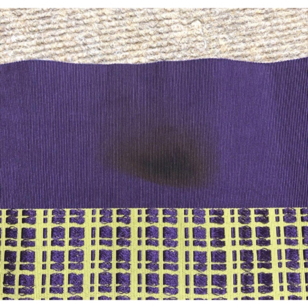 半幅帯　浴衣帯　紫　黄色　格子柄 レディースの水着/浴衣(浴衣帯)の商品写真
