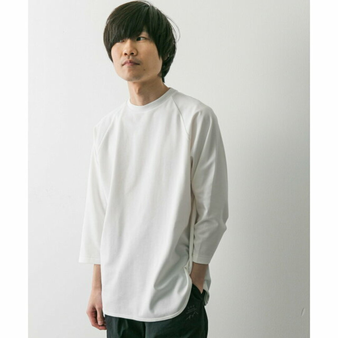 URBAN RESEARCH DOORS(アーバンリサーチドアーズ)の【WHITE】『イージーケア』ポンチ8分袖フットボールTシャツ メンズのトップス(Tシャツ/カットソー(半袖/袖なし))の商品写真