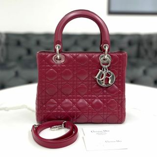 クリスチャンディオール(Christian Dior)の美品☆　レディディオール　ラムスキン　ワインレッド　2way　ハンドバッグ(ハンドバッグ)