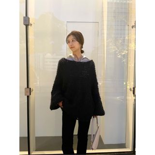 プラージュ(Plage)のPlage HAND KNIT ジャンボタムニット ネイビー　プラージュ(ニット/セーター)