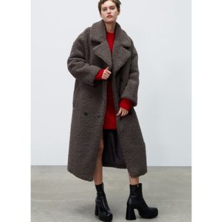 ザラ(ZARA)のZARA  ダブルブレストフェイクボアコート(チェスターコート)