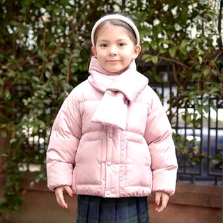 NARUMIYA INTERNATIONAL - リセマイン　【万能アウター】マフラー付きパフジャケット　ピンク　100 ナルミヤ
