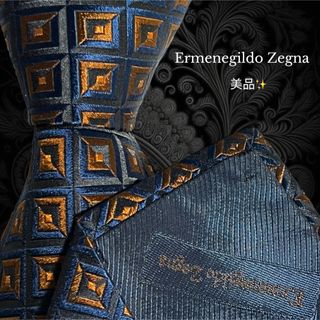 エルメネジルドゼニア(Ermenegildo Zegna)のErmenegildo Zegna ブロックチェック ネイビー 光沢(ネクタイ)