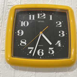 LEXEL 壁掛け時計 時計 イエロー 昭和レトロ レトロ ヴィンテージ(掛時計/柱時計)