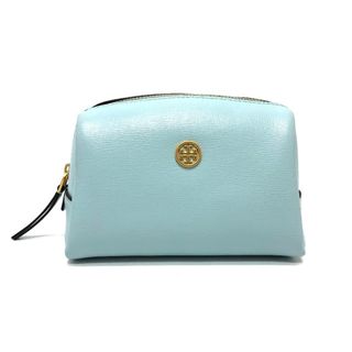 トリーバーチ(Tory Burch)のトリーバーチ Tory Burch ロゴ アクセサリーポーチ レザー 水色 ブルー(ポーチ)