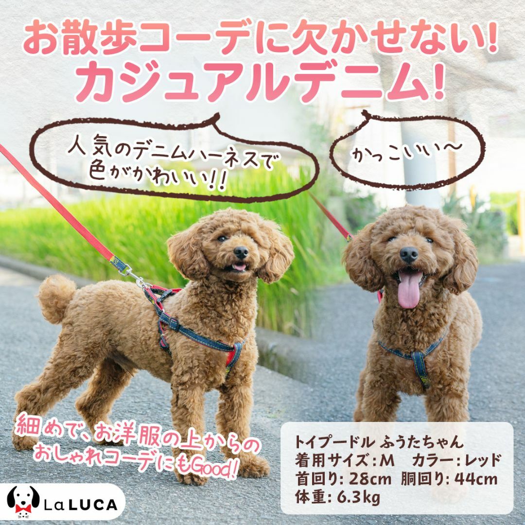 犬 c044bla-L ハーネス リード付 デニム 定番 散歩 スタンダード  その他のペット用品(犬)の商品写真