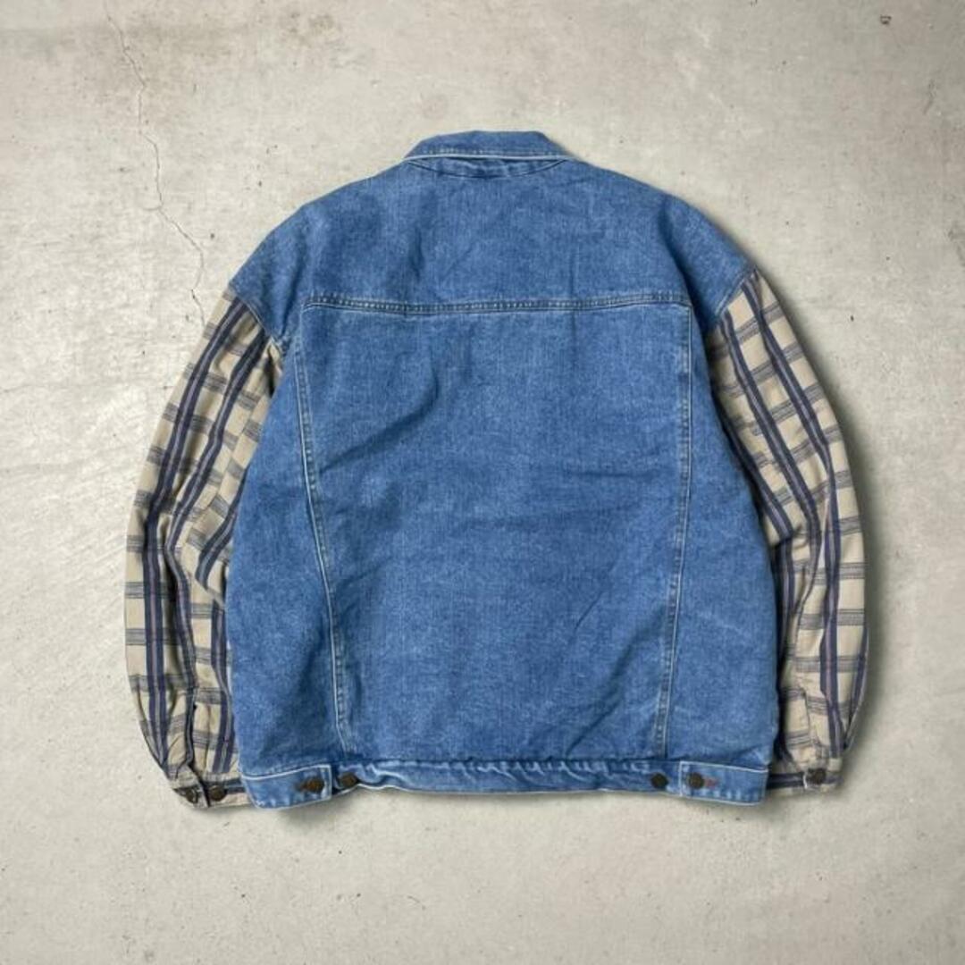 90年代 ARIZONA JEAN COMPANY デニムジャケット チェック切替 メンズXL メンズのジャケット/アウター(Gジャン/デニムジャケット)の商品写真