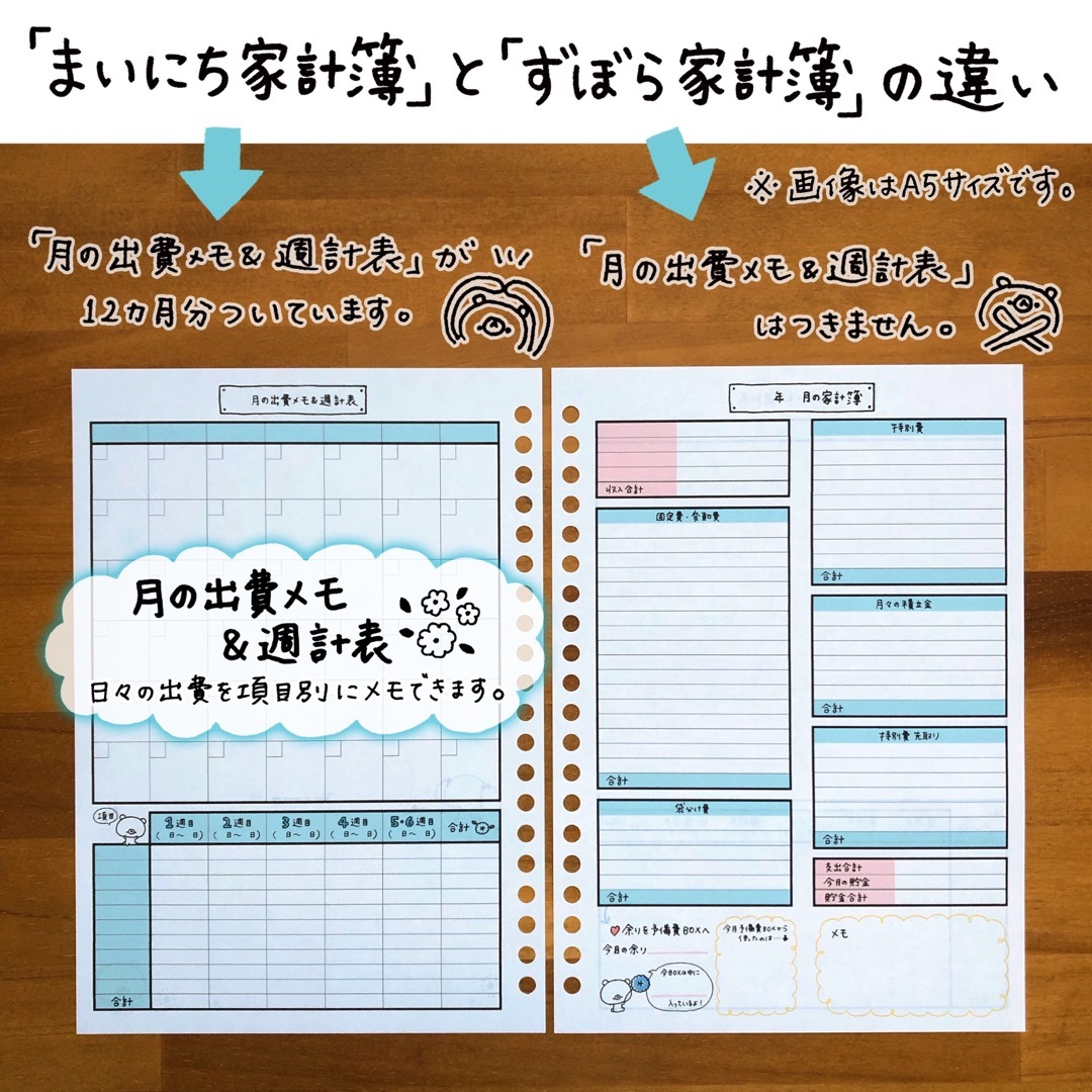 商品42《A5版》月イチ記入のずぼら家計簿 インテリア/住まい/日用品の文房具(ノート/メモ帳/ふせん)の商品写真