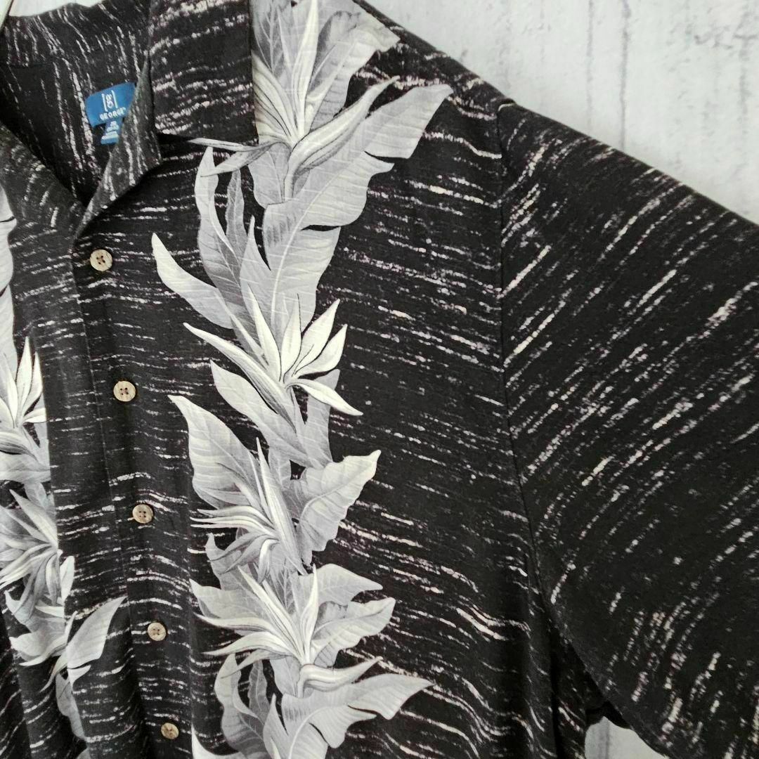 GEORGE アロハシャツ 黒 2XL 開襟シャツ キューバシャツ レーヨン メンズのトップス(シャツ)の商品写真