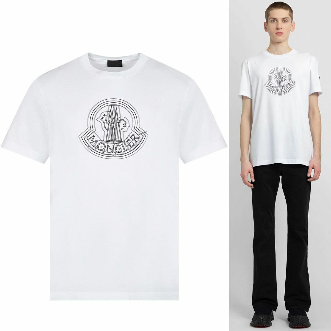 MONCLER(モンクレール)の送料無料 196 MONCLER モンクレール 8C00028 89A17 ホワイト Tシャツ カットソー 半袖 size L メンズのトップス(Tシャツ/カットソー(半袖/袖なし))の商品写真