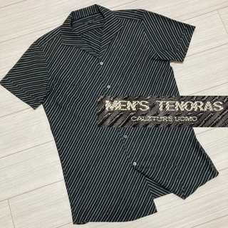 MEN'S TENORAS - 美品■メンズティラノス■ラメ ななめストライプ イタリアンカラー シャツ LL