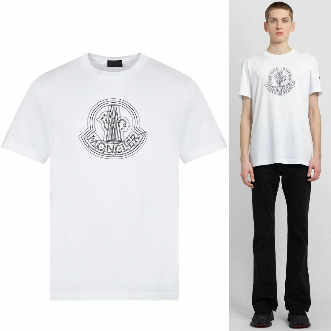 MONCLER(モンクレール)の送料無料 196 MONCLER モンクレール 8C00028 89A17 ホワイト Tシャツ カットソー 半袖 size XL メンズのトップス(Tシャツ/カットソー(半袖/袖なし))の商品写真