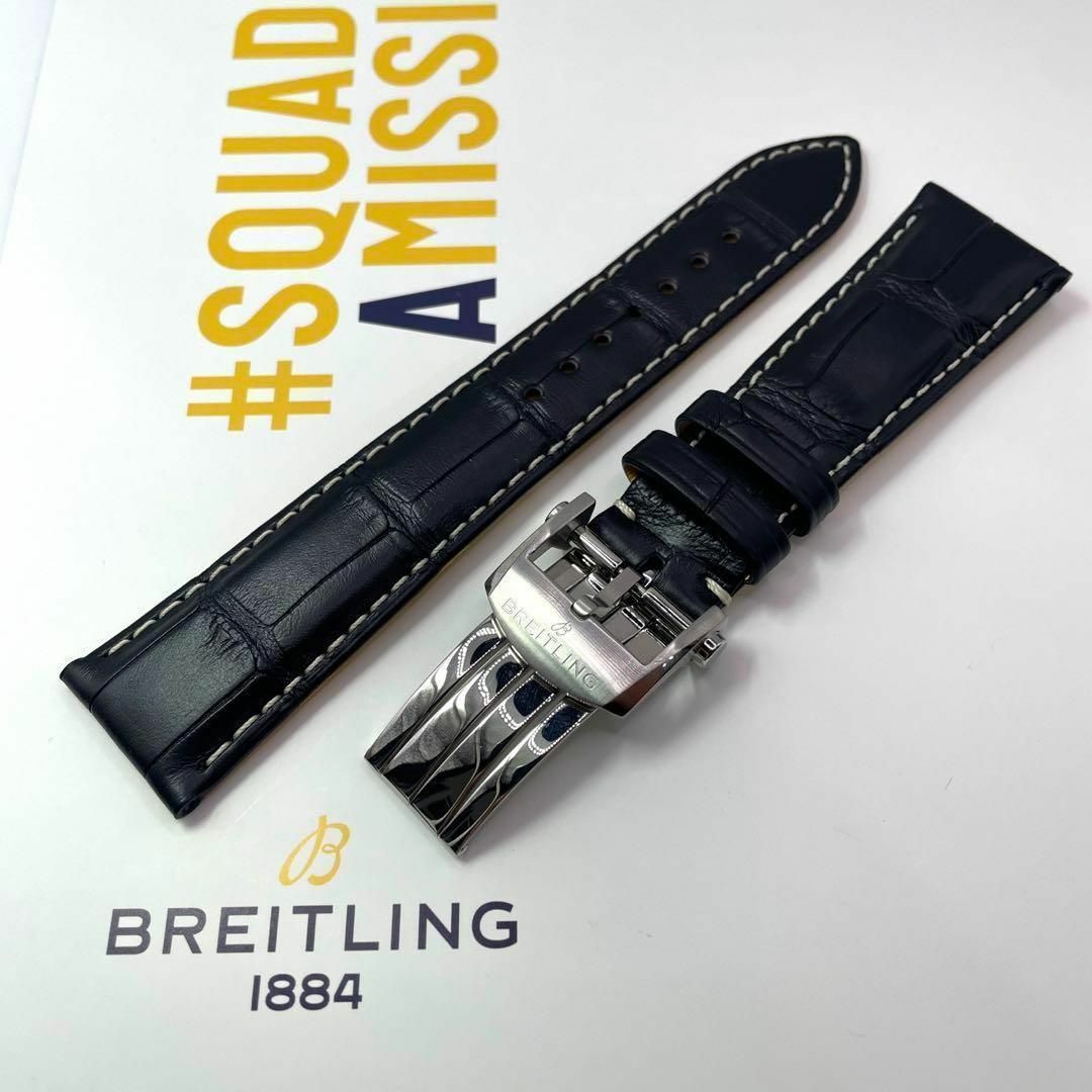 BREITLING(ブライトリング)の99【最新型/新品】22-18 ブライトリング クロコレザー Dバックル 黒 黄 メンズの時計(レザーベルト)の商品写真