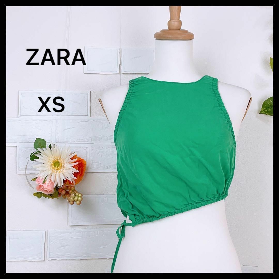 ZARA(ザラ)の☆【新品】ZARA クロップドカットソー　トップス　アシンメトリー　XS レディースのトップス(カットソー(半袖/袖なし))の商品写真