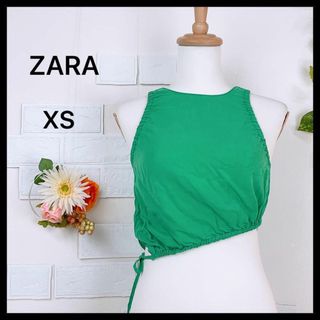 ザラ(ZARA)の☆【新品】ZARA クロップドカットソー　トップス　アシンメトリー　XS(カットソー(半袖/袖なし))