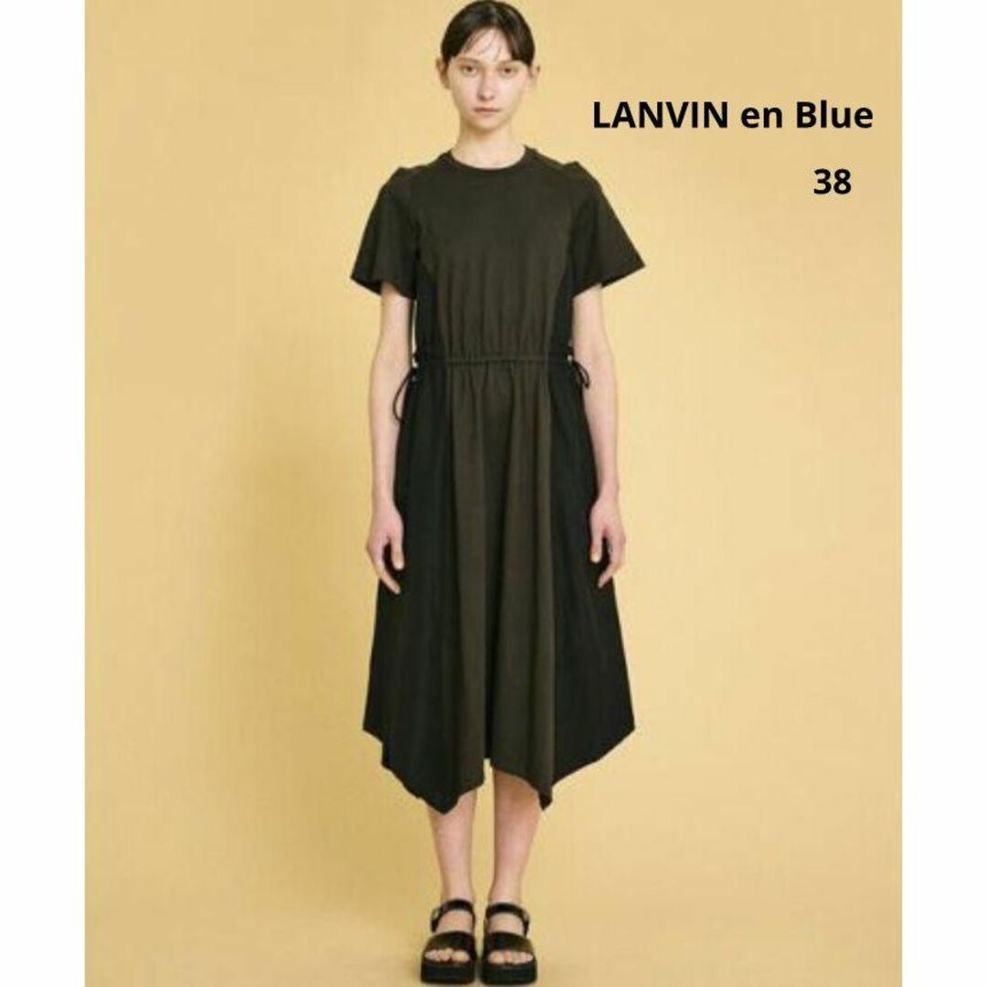 LANVIN en Bleu(ランバンオンブルー)のランバンオンブルー カットソー ロングワンピース 黒 カーキ 38 レディースのワンピース(ロングワンピース/マキシワンピース)の商品写真