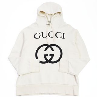 グッチ(Gucci)の【ドンドン見直し】良品 GUCCI グッチ 475374 コットン100% インターロッキングG ロゴ入り プルオーバー パーカー アイボリー XL イタリア製 正規品 メンズ(パーカー)