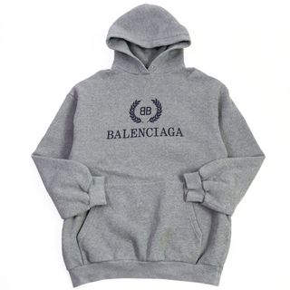 バレンシアガ(Balenciaga)の【ドンドン見直し】良品 BALENCIAGA バレンシアガ 18AW 547765 BBロゴ オーバーサイズ プルオーバーパーカー/フーディー グレー L 正規品 メンズ(パーカー)