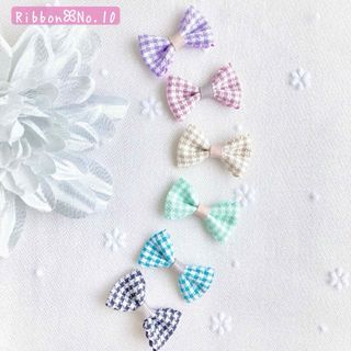 【RibbonꕤNo.10】フリル千鳥柄ミニリボン♥全6色♥2色選んで¥300(ファッション雑貨)