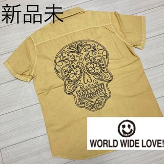 ワールドワイドラブ(WORLD WIDE LOVE!)の新品未■WORLD WIDE LOVE!■メキシカンスカル 刺繍 半袖 シャツ(Tシャツ/カットソー(半袖/袖なし))