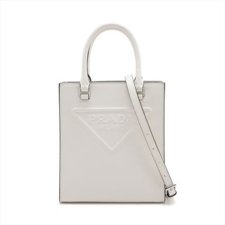 プラダ(PRADA)のプラダ トライアングル レザー  ホワイト レディース ハンドバッグ(ハンドバッグ)