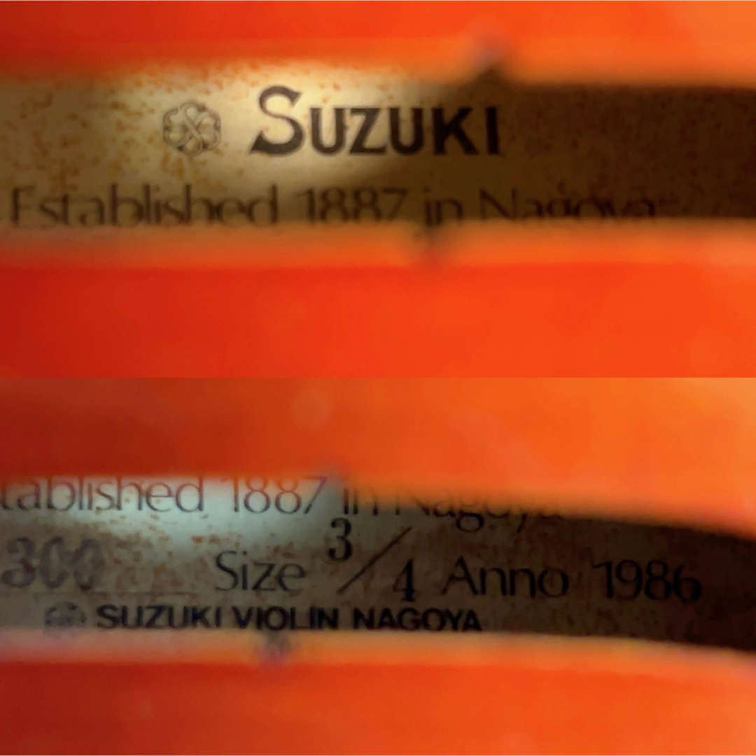 鈴木楽器製作所(スズキガッキセイサクショ)のSUZUKI バイオリン NO.300 3/4 ANNO.1986 弦楽器 鈴木 楽器の弦楽器(ヴァイオリン)の商品写真