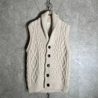 EDIFICE - EDIFICE HANDKNIT ケーブルニット ウールリネン ショールカラー