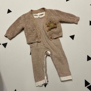 ベビーギャップ(babyGAP)のBaby GAPベビーギャップベージュコーデセット(ロンパース)