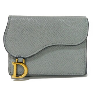 ディオール(Dior)のDior ディオール サドル コンパクト ウォレット グレインド カーフ ミニウォレット グレー Dロゴ ストーングレー 三つ折り財布 S5653CBAA_M41G(財布)