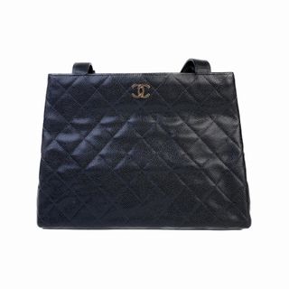 シャネル(CHANEL)のCHANEL シャネル ココマーク  キャビアスキン トートバッグ ブラック A-1645(トートバッグ)