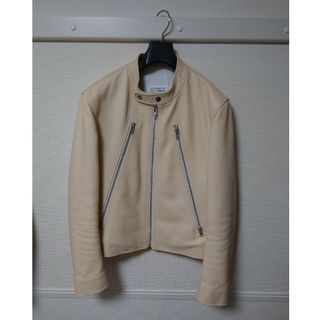 マルタンマルジェラ(Maison Martin Margiela)のマルジェラ ハの字ライダース 19AW 牛革 オフホワイト サイズ46(ライダースジャケット)