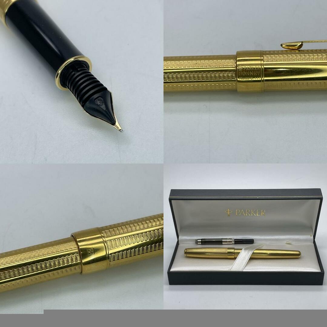 Parker(パーカー)のPARKER 万年筆 ソネット カスケード ゴールドプレート 両用式 ペン先750 字幅F細字 廃版品 インテリア/住まい/日用品の文房具(その他)の商品写真