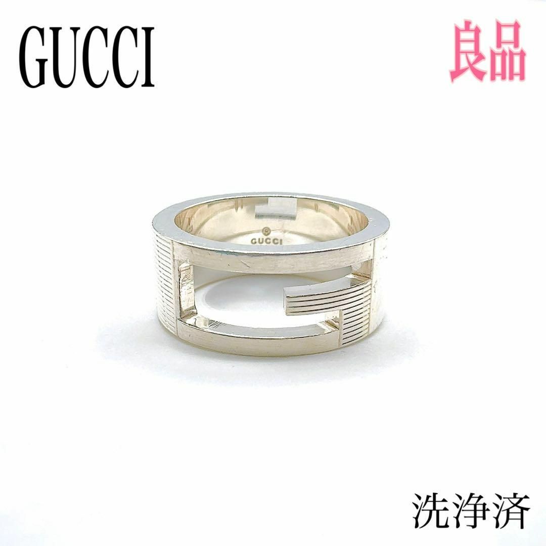 Gucci(グッチ)のグッチ ワイド リング ブランデッド G SV925 シルバー 刻印10 約9号 レディースのアクセサリー(リング(指輪))の商品写真