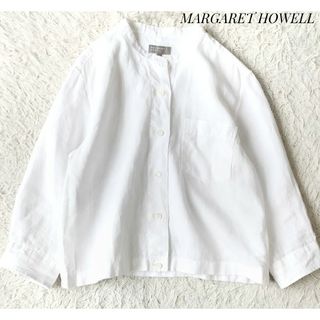 マーガレットハウエル(MARGARET HOWELL)の【マーガレットハウエル】シャーティングリネンシャツ  カラーレス 日本製 白(シャツ/ブラウス(長袖/七分))