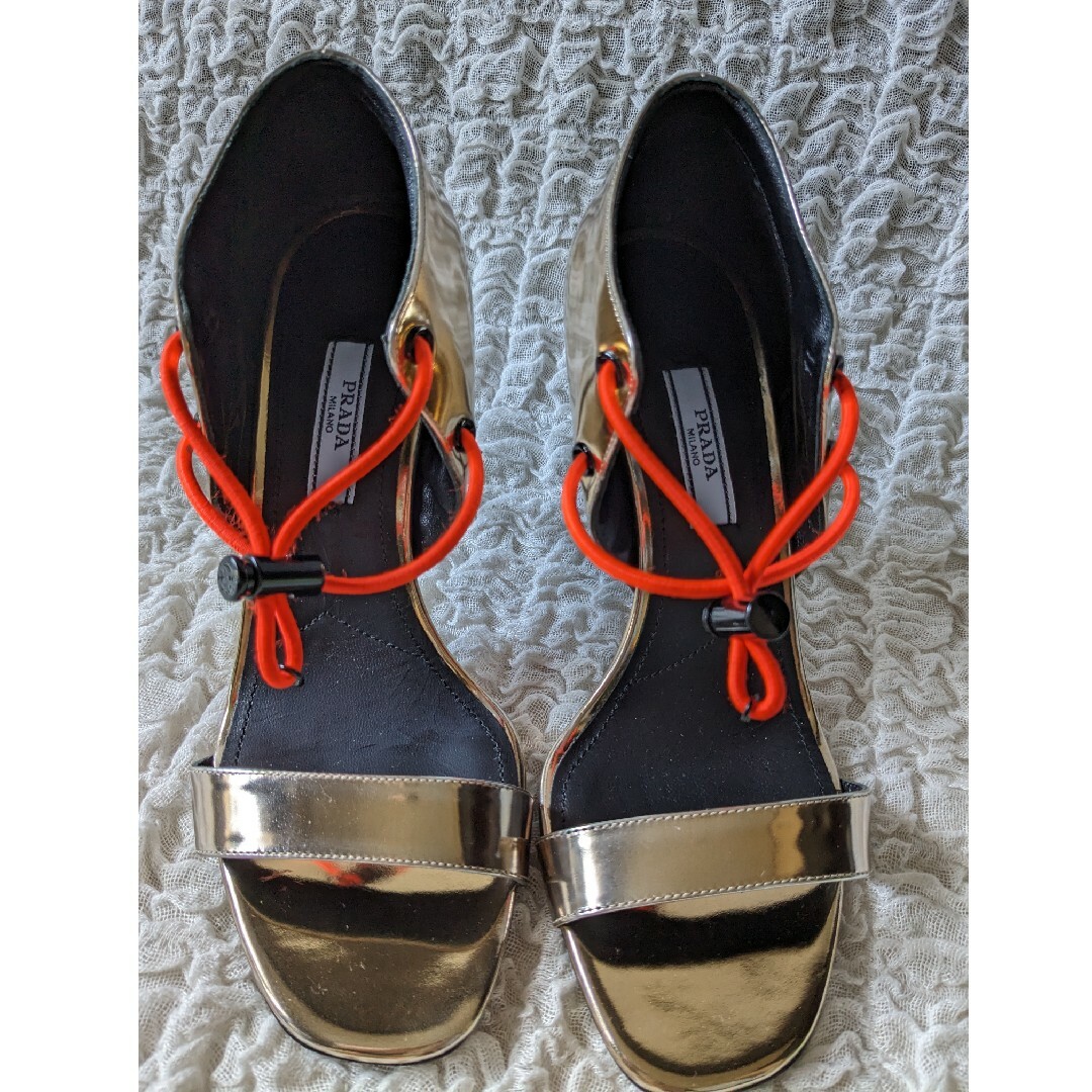 PRADA - PRADA プラダ◇サンダル メタリック ゴールド 36◇未 PRADA - PRADA プラダ◇サンダル メタリック ゴールド 36◇未