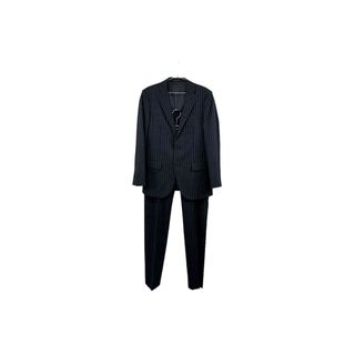 HILTON blue stripe suit ヒルトン スーツ セットアップ ストライプ ネイビー ジャケット スラックス メンズ ヴィンテージ 8(セットアップ)