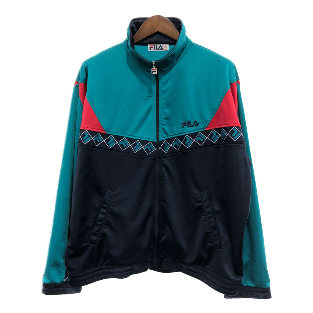 FILA(フィラ)のFILA フィラ トラック ジャケット アウター スポーツ ストリート ジャージ ネイビー (メンズ 46) 中古 古着 P8446 メンズのジャケット/アウター(その他)の商品写真