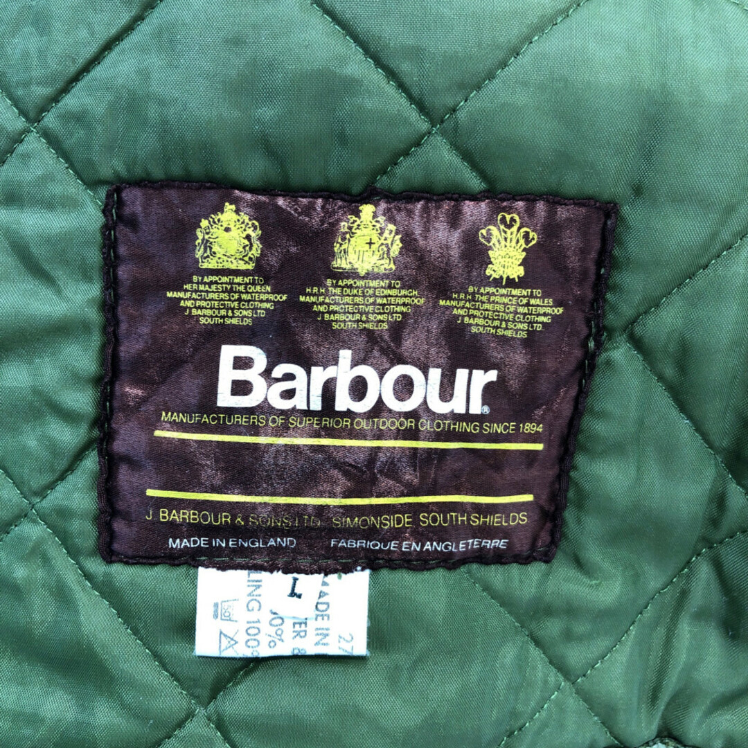 Barbour(バーブァー)のイングランド製 Barbour バブアー 中綿ナイロン キルティング ジャケット アウター カジュアル グリーン (メンズ L) 中古 古着 P8465 メンズのジャケット/アウター(その他)の商品写真