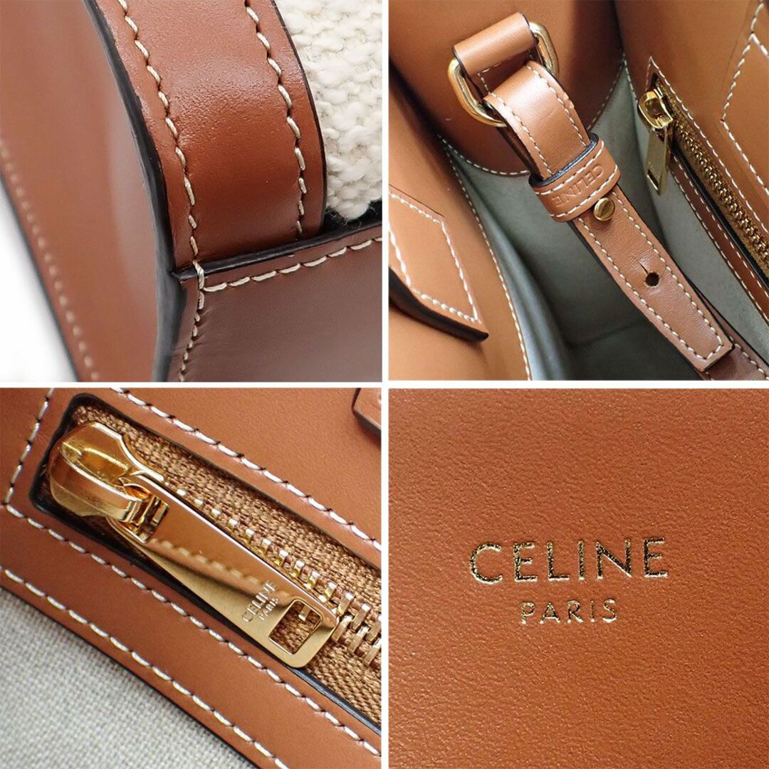 celine(セリーヌ)の未使用品 セリーヌ スモール バーティカルカバ トートバッグ ショルダーバッグ 2way 192082EFY ホワイト ブラック ロゴデザイン カーフスキン ファブリック レディースのバッグ(トートバッグ)の商品写真