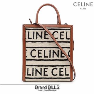 セリーヌ(celine)の未使用品 セリーヌ スモール バーティカルカバ トートバッグ ショルダーバッグ 2way 192082EFY ホワイト ブラック ロゴデザイン カーフスキン ファブリック(トートバッグ)