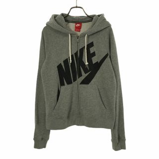 ナイキ(NIKE)のナイキ ロゴプリント 長袖 スウェット ジップパーカー M グレー NIKE 裏毛 レディース 古着 【240305】(パーカー)