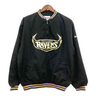 リーボック(Reebok)のReebok リーボック NFL ボルチモア・レイブンズ ハーフジップ プルオーバー ジャケット プロチーム ブラック (メンズ M) 中古 古着 P8629(その他)