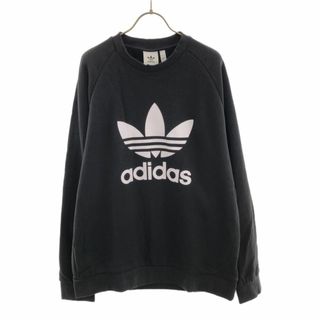 アディダス(adidas)の未使用 アディダス トレフォイルロゴ 長袖 スウェット トレーナー 2XO ブラック adidas ビッグサイズ メンズ 古着 【240305】(スウェット)