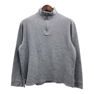 ポロラルフローレン(POLO RALPH LAUREN)の2000年代～ Polo by Ralph Lauren ポロ ラルフローレン ハイネック スウェット トップス ハーフジップ グレー (メンズ M) 中古 古着 P8639(スウェット)